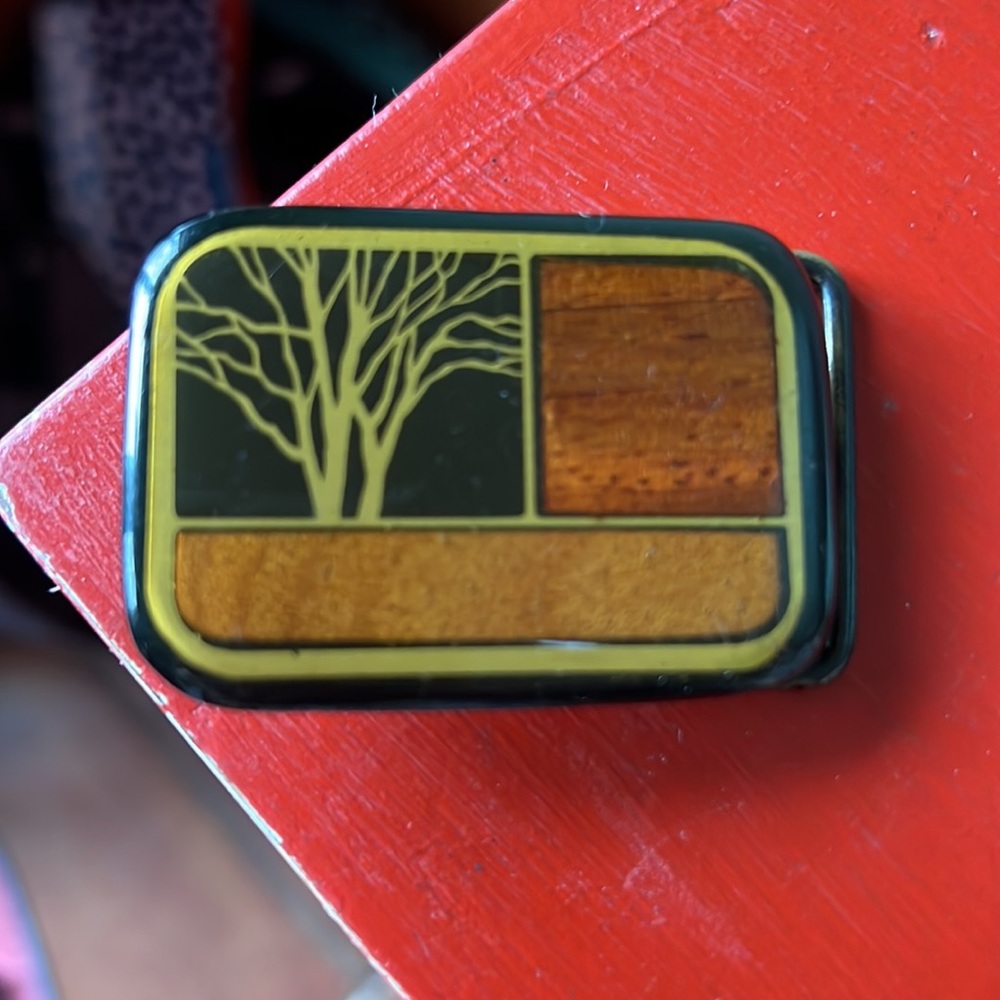 VTG Brass & Wood Harmony  Belt Buckle